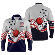 Load image into Gallery viewer, Mens polo bowling shirts Custom American flag patriotic vintage Bowling team Jerseys NQS5285