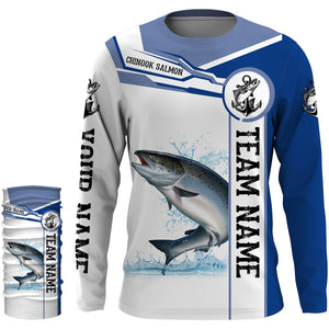 Chinook salmon fishing Customize name and team name tournament long sleeves fishing shirts| Blue NQS2658