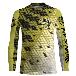 Largemouth Bass fishing green scales Custom Name UV protection UPF 30+ fishing jersey NQS2976