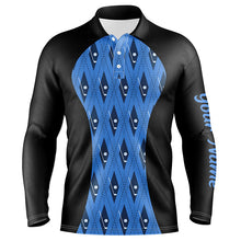 Load image into Gallery viewer, Mens golf polo shirt custom black and blue argyle pattern golf clubs, team golf tops for men NQS7313