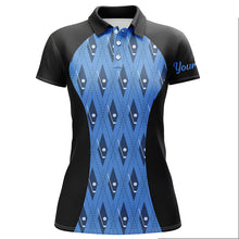Load image into Gallery viewer, Women golf polo shirt custom black and blue argyle pattern golf clubs, team ladies golf tops NQS7313