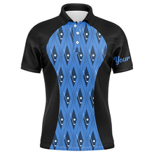 Load image into Gallery viewer, Mens golf polo shirt custom black and blue argyle pattern golf clubs, team golf tops for men NQS7313
