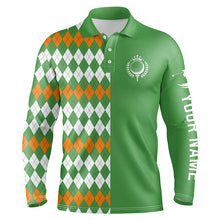Load image into Gallery viewer, Golf polo shirts for Men custom St Patricks day green Argyle plaid pattern golf shirt, golfing gifts NQS4761