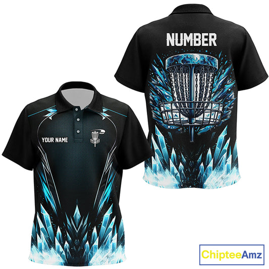Blue camo Kid Disc golf polo shirts custom black disc golf basket jerseys, disc golf shirts NQS7323