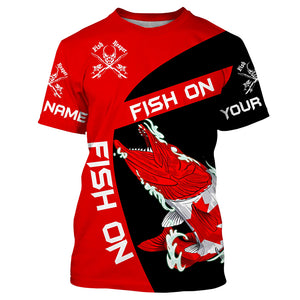 Musky fishing Canadian flag Custom sun protection Long sleeve Fishing Shirts, muskie Fishing Gifts NQS4593