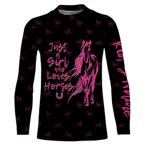 Just a girl who loves horses tattoo pink camo Customize Name 3D All Over Printed Shirts NQS2989