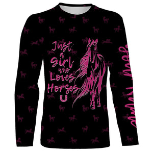 Just a girl who loves horses tattoo pink camo Customize Name 3D All Over Printed Shirts NQS2989