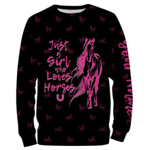 Load image into Gallery viewer, Just a girl who loves horses tattoo pink camo Customize Name 3D All Over Printed Shirts NQS2989