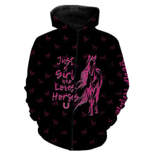 Load image into Gallery viewer, Just a girl who loves horses tattoo pink camo Customize Name 3D All Over Printed Shirts NQS2989