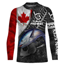 Load image into Gallery viewer, Canadian Flag Bluefin Tuna Fishing Custom long sleeve performance Fishing Shirts, Tuna Fishing jerseys NQS3807