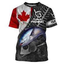 Load image into Gallery viewer, Canadian Flag Bluefin Tuna Fishing Custom long sleeve performance Fishing Shirts, Tuna Fishing jerseys NQS3807