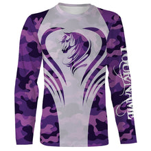 Load image into Gallery viewer, Love Horse purple camo Custom All over print Shirts, personalized horse gifts for girls - NQS2688