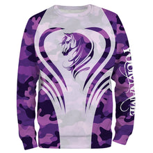 Load image into Gallery viewer, Love Horse purple camo Custom All over print Shirts, personalized horse gifts for girls - NQS2688