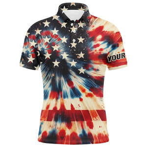 American flag tie dye pattern Men golf polo shirts custom name patriotic mens golf shirts NQS7064