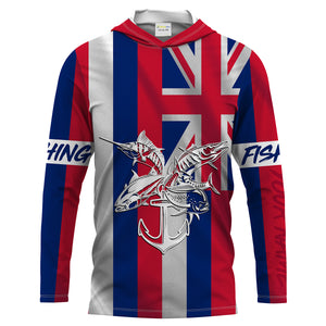 HI Fishing Grand slam custom fishing shirt Hawaiian Flag marlin, tuna, mahi mahi, wahoo NQS1481