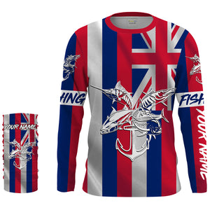 HI Fishing Grand slam custom fishing shirt Hawaiian Flag marlin, tuna, mahi mahi, wahoo NQS1481