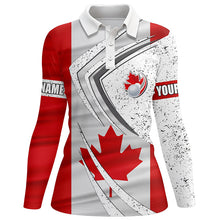 Load image into Gallery viewer, Women golf polo shirt Canadian flag custom team golf shirts, patriot golf tops for women NQS7069