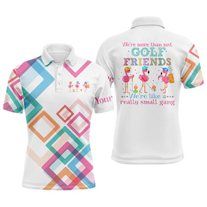 Mens golf polo shirt we're more than just golf friends flamingo small gang custom funny golf shirt NQS5327