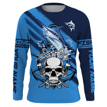 Load image into Gallery viewer, Personalized Marlin Fish reaper Anchor Saltwater blue sea UV Long Sleeve Performance Fishing Shirts NQS3813