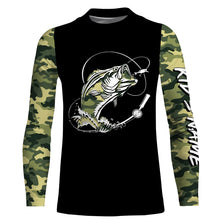 Load image into Gallery viewer, Bass Fishing tattoo green camo Custom Long Sleeve performance Fishing Shirts, personalized Bass Fishing jerseys NQS2408