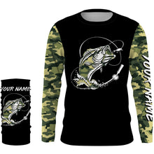 Load image into Gallery viewer, Bass Fishing tattoo green camo Custom Long Sleeve performance Fishing Shirts, personalized Bass Fishing jerseys NQS2408