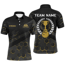Load image into Gallery viewer, Black Mens Bowling Polo Shirts Custom bowling strike bee pattern team Mens League Jerseys NQS6703