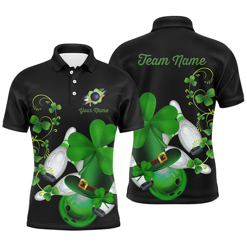 Green shamrock Mens polo bowling shirts Custom St Patrick Day black team league bowling jerseys NQS7195