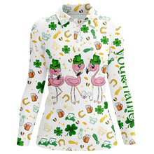 Load image into Gallery viewer, Womens golf polos shirt custom st patrick&#39;s day pattern golf clothes flamingo golf polos NQS7201