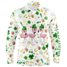 Load image into Gallery viewer, Mens golf polo shirts custom st patrick's day pattern golf clothes flamingo golf polos NQS7201