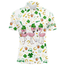 Load image into Gallery viewer, Mens golf polo shirts custom st patrick's day pattern golf clothes flamingo golf polos NQS7201