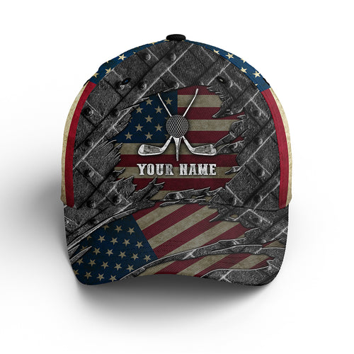 American flag golf sun hats for men, custom name hats Adjustable Unisex Baseball golf hats NQS3362