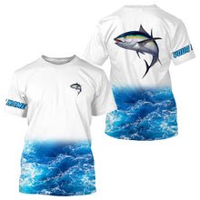 Load image into Gallery viewer, Tuna fishing blue sea wave water camo Custom Name performance long sleeve fishing shirts uv protection NQS3679