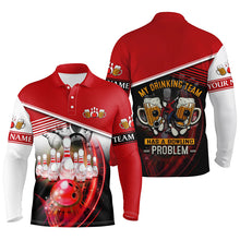 Load image into Gallery viewer, Funny Bowling polo shirts for men custom team name My drinking team has a bowling problem | Red NQS4811