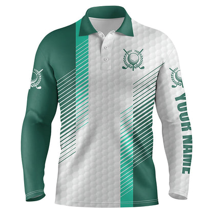 Green and white golf shirt custom name Mens golf polo shirts, mens green golf polo, golfer gifts NQS5076