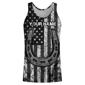 Black and white American flag tattoos of horseshoes Customize Name 3D All Over Printed horse shirt, gift for horse lovers NQS2904