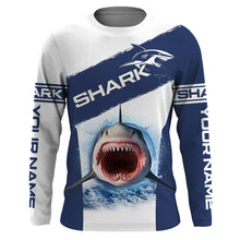 Load image into Gallery viewer, Shark Fishing blue Custom long sleeve performance fishing jerseys shirts, deep-sea fishing for shark NQS3369