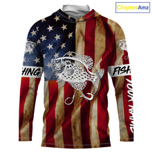 Load image into Gallery viewer, Personalized Crappie Fishing American Flag patriotic  performance Fishing Shirts NQS1381