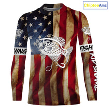 Load image into Gallery viewer, Personalized Crappie Fishing American Flag patriotic  performance Fishing Shirts NQS1381