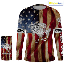 Load image into Gallery viewer, Personalized Crappie Fishing American Flag patriotic  performance Fishing Shirts NQS1381