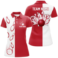 Load image into Gallery viewer, Red and white retro vintage Bowling polo shirts for women custom Bowling team jerseys NQS6482