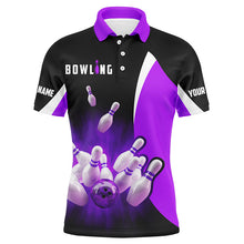 Load image into Gallery viewer, Custom bowling shirts retro black and purple Bowling polo shirts for men, Bowling team jersey NQS6937