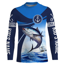 Load image into Gallery viewer, Tuna fishing blue sea underwater ocean Custom Name performance long sleeve fishing shirt uv protection NQS3704