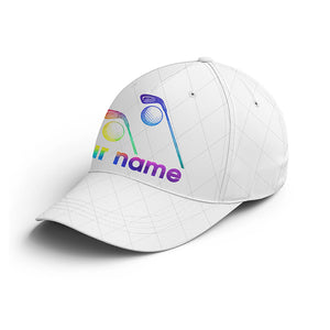 White golf hat for men,women custom name watercolor golf clubs baseball golf cap NQS4030