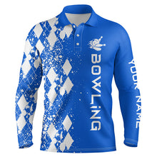 Load image into Gallery viewer, blue personalized bowling shirt for men – custom name design side view