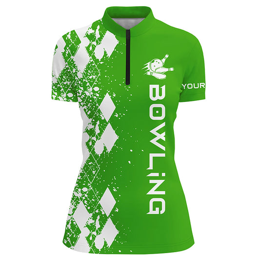 Custom bowling shirt for women – personalized team jersey front view