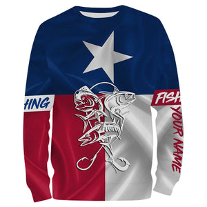 Mahi Mahi, Tuna, Wahoo Saltwater fishing Texas Flag custom name fishing shirts NQS413