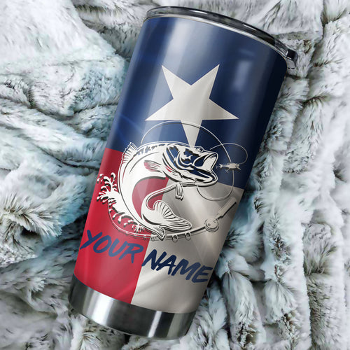 1PC Texas Bass fishing tumbler Customize name Stainless Steel Tumbler Cup Personalized Fishing gift fishing team - NQS775