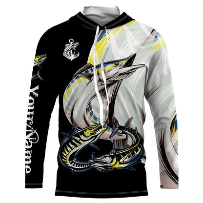 Wahoo saltwater fishing Customize Name UV protection quick dry UPF 30+ long sleeves fishing shirts,gifts for fishing lover NQS2452