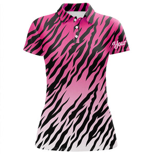 Pink tiger stripes pattern Womens golf polo shirts custom golf apparel for ladies, best golf gifts NQS7111