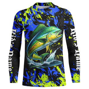 Mahi mahi fishing green blue camo Custom UV protection performance long sleeve fishing shirt jerseys NQS7123